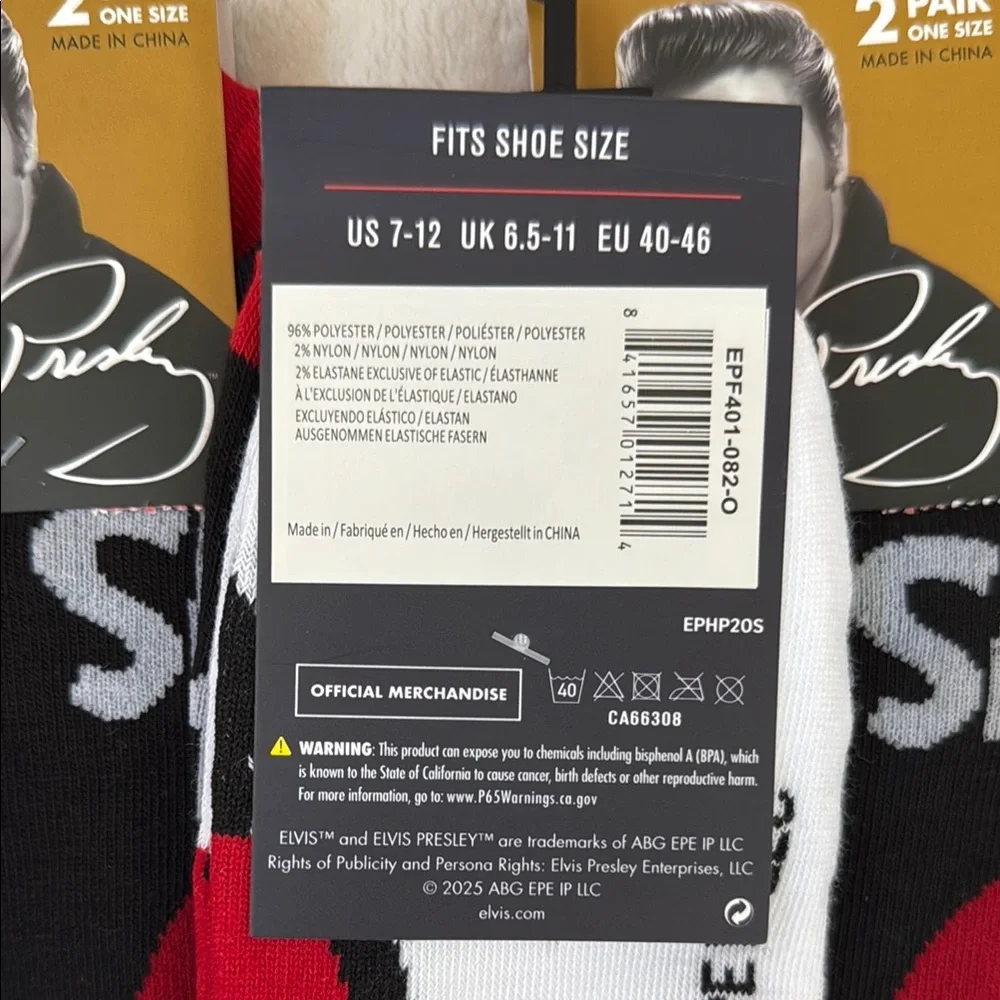 Elvis Presley Casual Low-Cut Ankle Socks Black White One Size